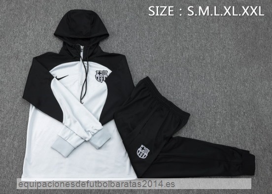 Nuevo Conjunto Completo Chaqueta Con Capucha Barcelona 23/24 Negro Azul Baratas